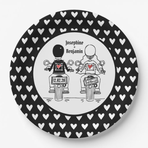Personalized Biker Wedding Party Food Paper plate