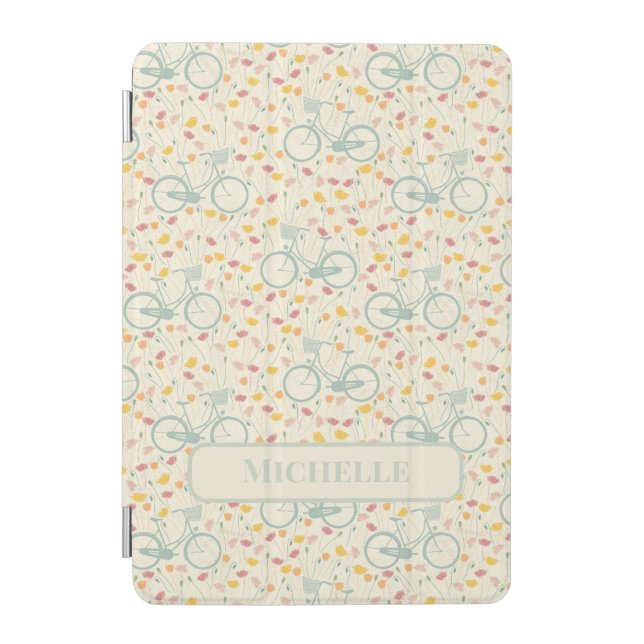 Personalized Bikes and Flowers Pattern Design iPad Mini Cover (Front)
