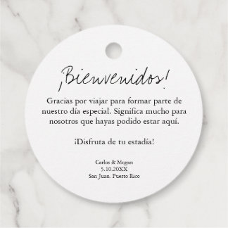 Personalized Bilingual Welcome Bag Tags