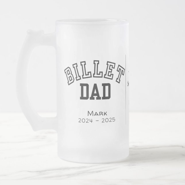Personalized Billet Dad With Sentimental Quote Frosted Glass Beer Mug (Left)