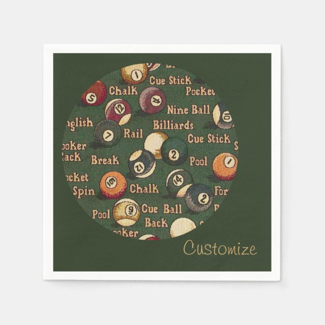 Personalized Billiard Balls Background Napkins (Front)