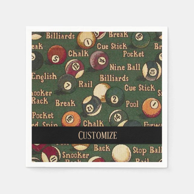 Personalized Billiard Balls Napkins (Front)