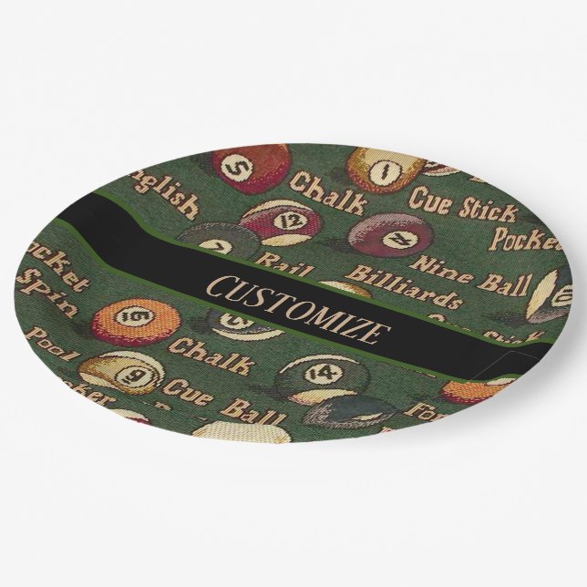 Personalized Billiard Balls Paper Plates (Angled)