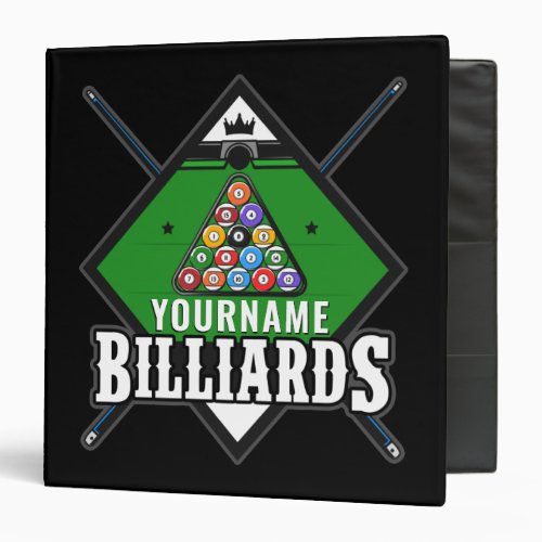 Personalized Billiards NAME Cue Rack Pool Room 3 Ring Binder