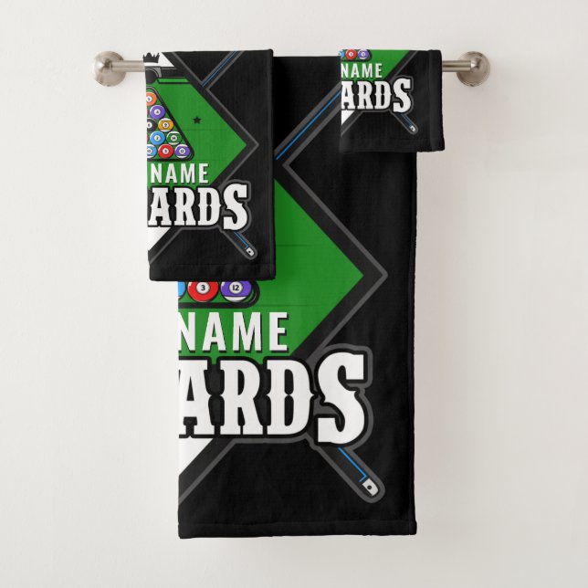 Personalized Billiards NAME Cue Rack Pool Room   Bath Towel Set (Insitu)