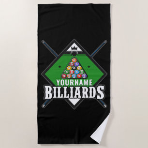 Personalized Billiards NAME Cue Rack Pool Room Beach Towel