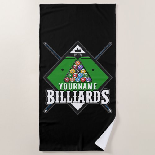 Personalized Billiards NAME Cue Rack Pool Room  Beach Towel
