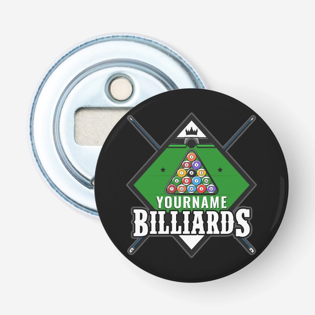 Personalized Billiards NAME Cue Rack Pool Room  Bottle Opener (Front)