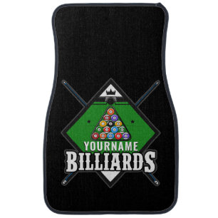 Personalized Billiards NAME Cue Rack Pool Room Car Floor Mat