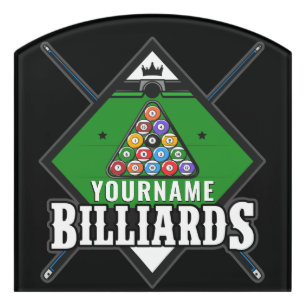 Personalized Billiards NAME Cue Rack Pool Room Door Sign