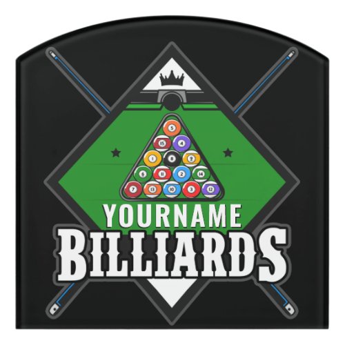 Personalized Billiards NAME Cue Rack Pool Room Door Sign