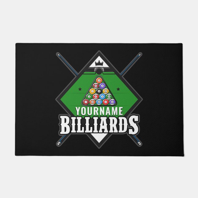 Personalized Billiards NAME Cue Rack Pool Room  Doormat (Front)