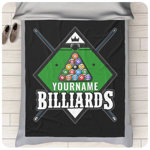 Personalized Billiards NAME Cue Rack Pool Room  Fleece Blanket