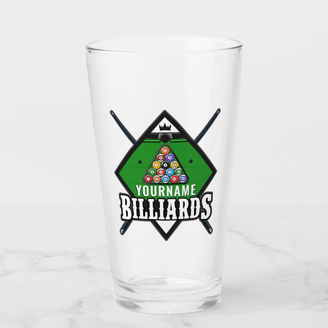 Personalized Billiards NAME Cue Rack Pool Room   Glass (Front)