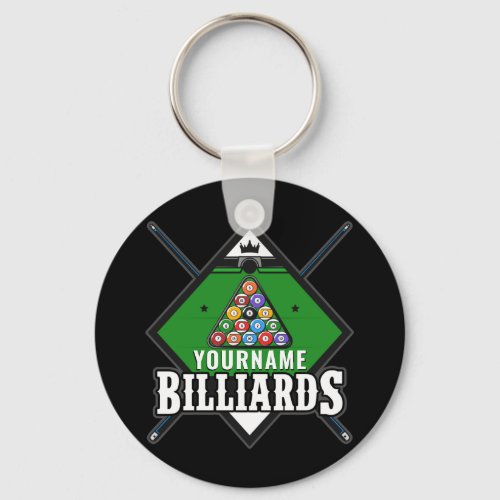 Personalized Billiards NAME Cue Rack Pool Room   Keychain