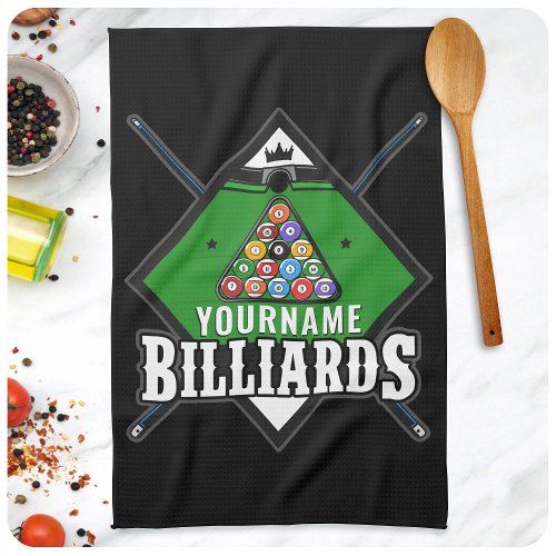 Personalized Billiards NAME Cue Rack Pool Room Kitchen Towel