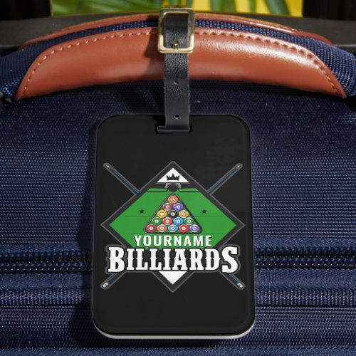 Personalized Billiards NAME Cue Rack Pool Room  Luggage Tag