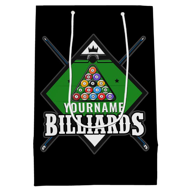 Personalized Billiards NAME Cue Rack Pool Room   Medium Gift Bag (Back)