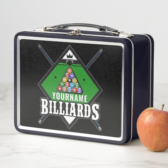 Personalized Billiards NAME Cue Rack Pool Room Metal Lunch Box (In Situ)