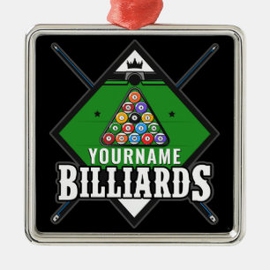 Personalized Billiards NAME Cue Rack Pool Room Metal Ornament