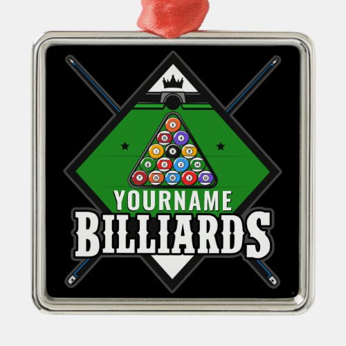 Personalized Billiards NAME Cue Rack Pool Room  Metal Ornament