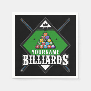Personalized Billiards NAME Cue Rack Pool Room Napkins