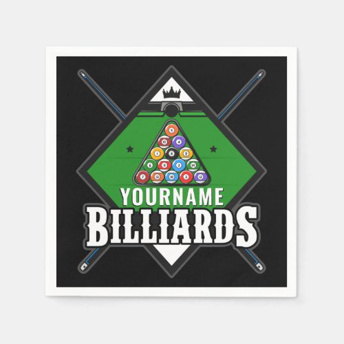 Personalized Billiards NAME Cue Rack Pool Room   Napkins