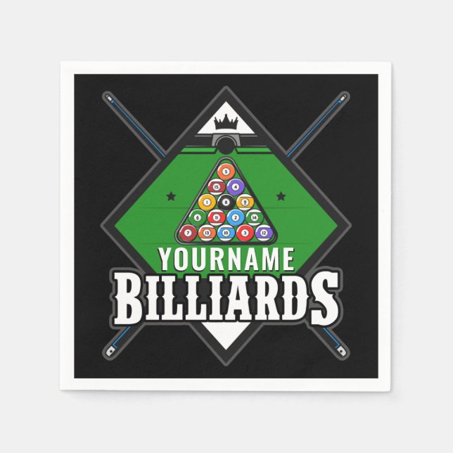 Personalized Billiards NAME Cue Rack Pool Room   Napkins (Front)