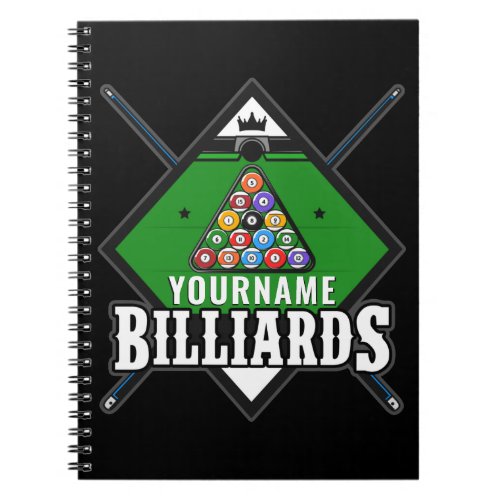 Personalized Billiards NAME Cue Rack Pool Room Notebook