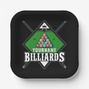 Personalized Billiards NAME Cue Rack Pool Room Paper Plates