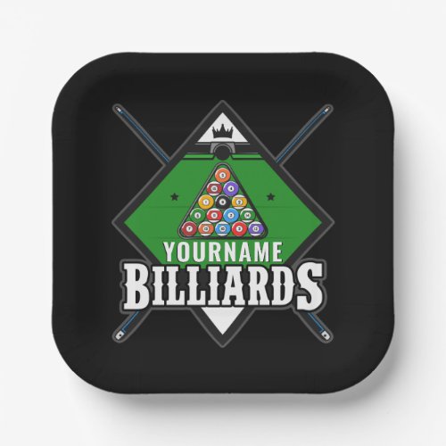 Personalized Billiards NAME Cue Rack Pool Room  Paper Plates