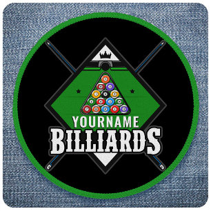 Personalized Billiards NAME Cue Rack Pool Room Patch
