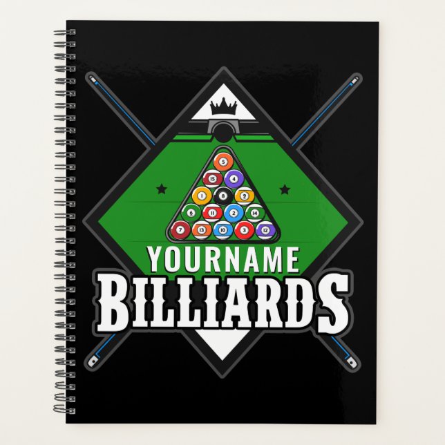 Personalized Billiards NAME Cue Rack Pool Room  Planner (Front)