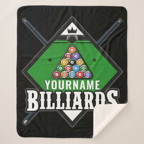 Personalized Billiards NAME Cue Rack Pool Room   Sherpa Blanket