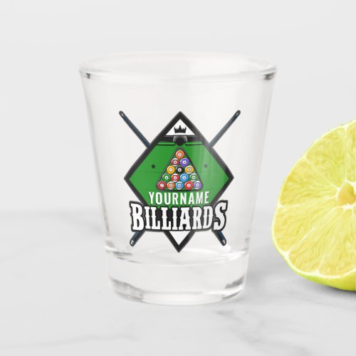 Personalized Billiards NAME Cue Rack Pool Room Shot Glass