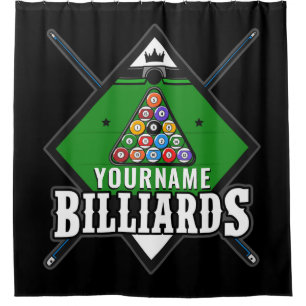 Personalized Billiards NAME Cue Rack Pool Room Shower Curtain