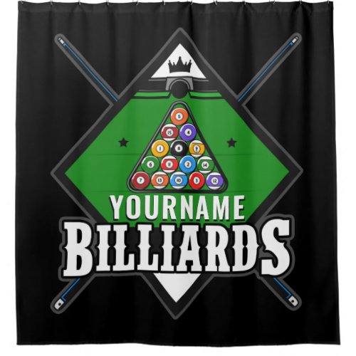 Personalized Billiards NAME Cue Rack Pool Room  Shower Curtain