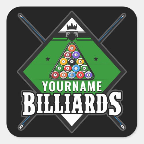 Personalized Billiards NAME Cue Rack Pool Room  Square Sticker