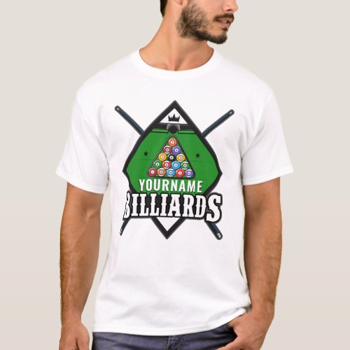 Personalized Billiards NAME Cue Rack Pool Room  T_Shirt