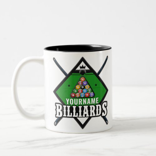 Personalized Billiards NAME Cue Rack Pool Room   Two_Tone Coffee Mug
