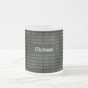 Personalized Binary Code Computer Speak  Frosted Glass Coffee Mug