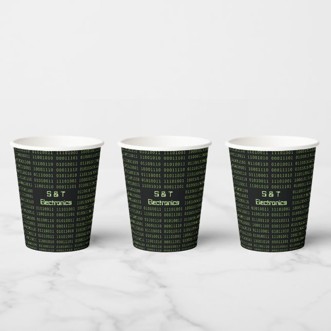 Personalized Binary Code Computer Speak Paper Cups (Multi)