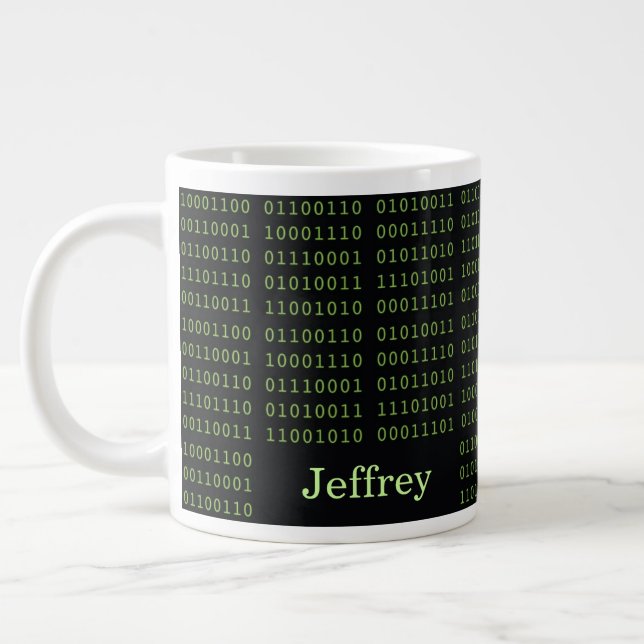 Personalized Binary Code Giant Coffee Mug (Left)