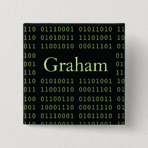 Personalized Binary Code Pinback Button