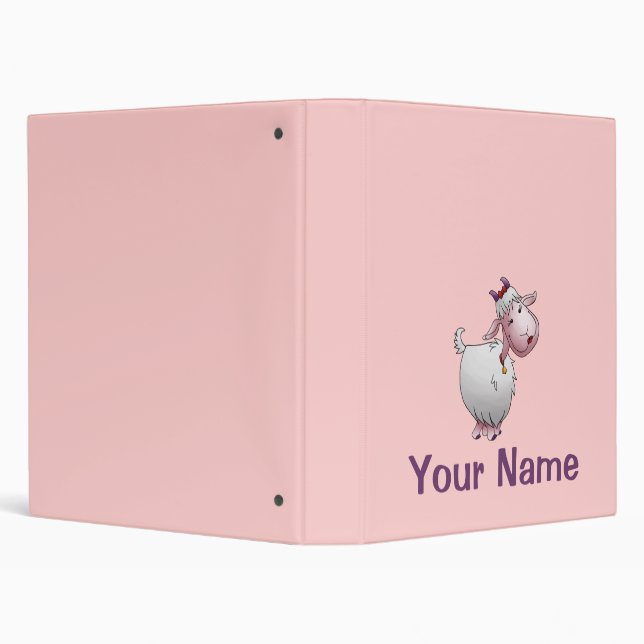 Personalized Binder, Cute Goat Cartoon 3 Ring Binder (Background)
