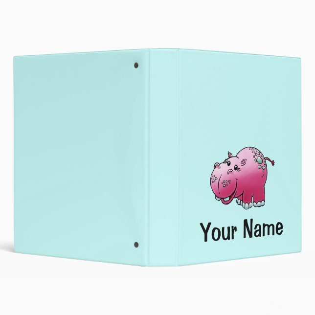 Personalized Binder, Cute Hippopotamus Cartoon Binder (Background)