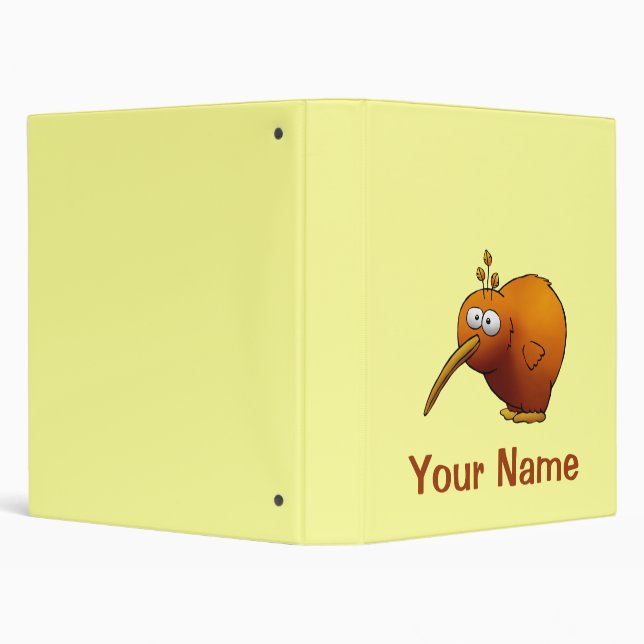 Personalized Binder, Cute Kiwi Bird Cartoon 3 Ring Binder (Background)