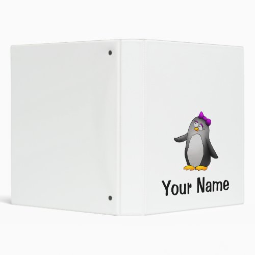 Personalized Binder Cute Penguin Cartoon 3 Ring Binder