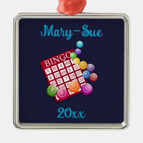 Personalized Bingo Card Metal Ornament