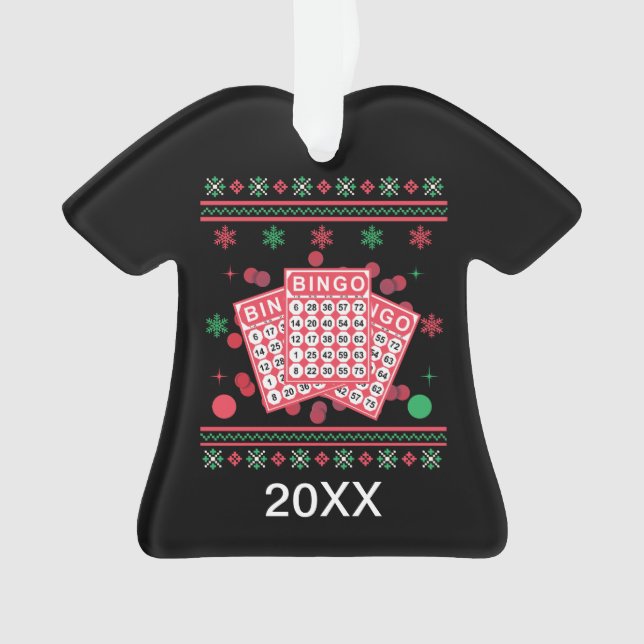 Personalized Bingo Cards Ugly Xmas Sweater Ornament (Front)